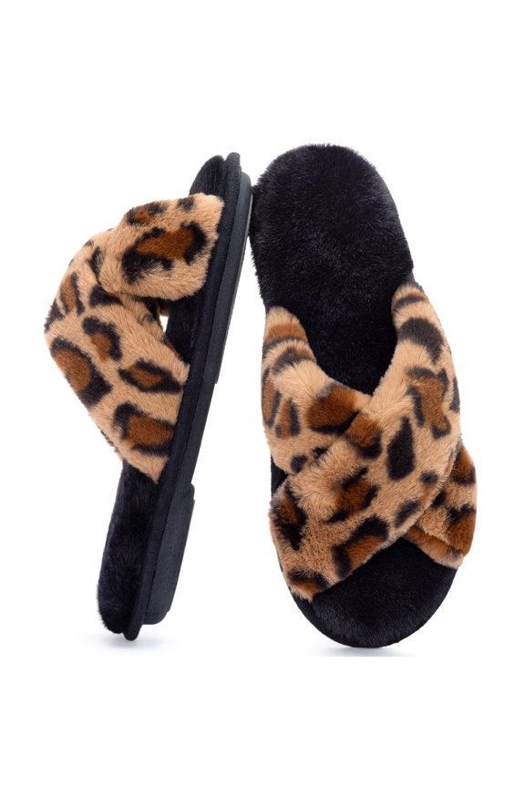 Women’s Faux Fur Cross-Band Slide Slipper