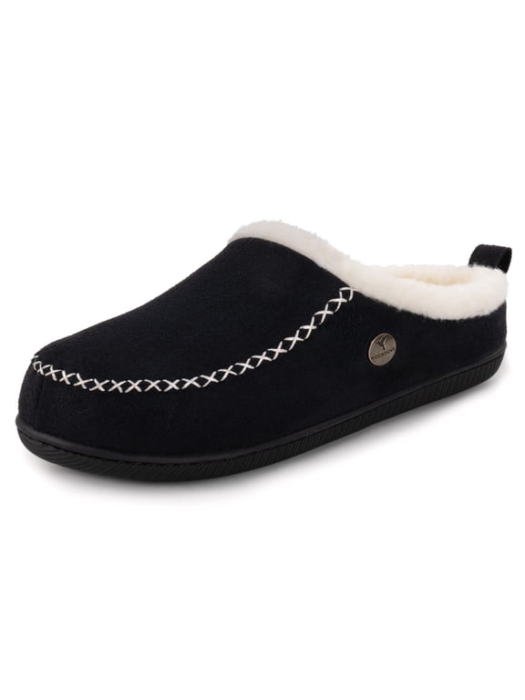 Women's Memory Foam Moccasin Slippers, Plush Lined Suede House Shoes, Closed Back Indoor Outdoor Slippers with Anti-Shock EVA Sole