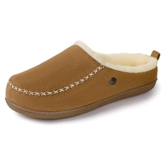 RockDove Women's Memory Foam Moccasin Slippers, Plush Lined Suede House Shoes, Closed Back Indoor Outdoor Slippers with Anti-Shock EVA Sole