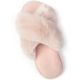 thumbnail image 1 of RockDove Women's Open Toe Fluffy Slippers with Memory Foam, Ladies' Cross Band House Shoes, Faux Fur Slip on Home Slippers for Indoor Outdoor, 1 of 7