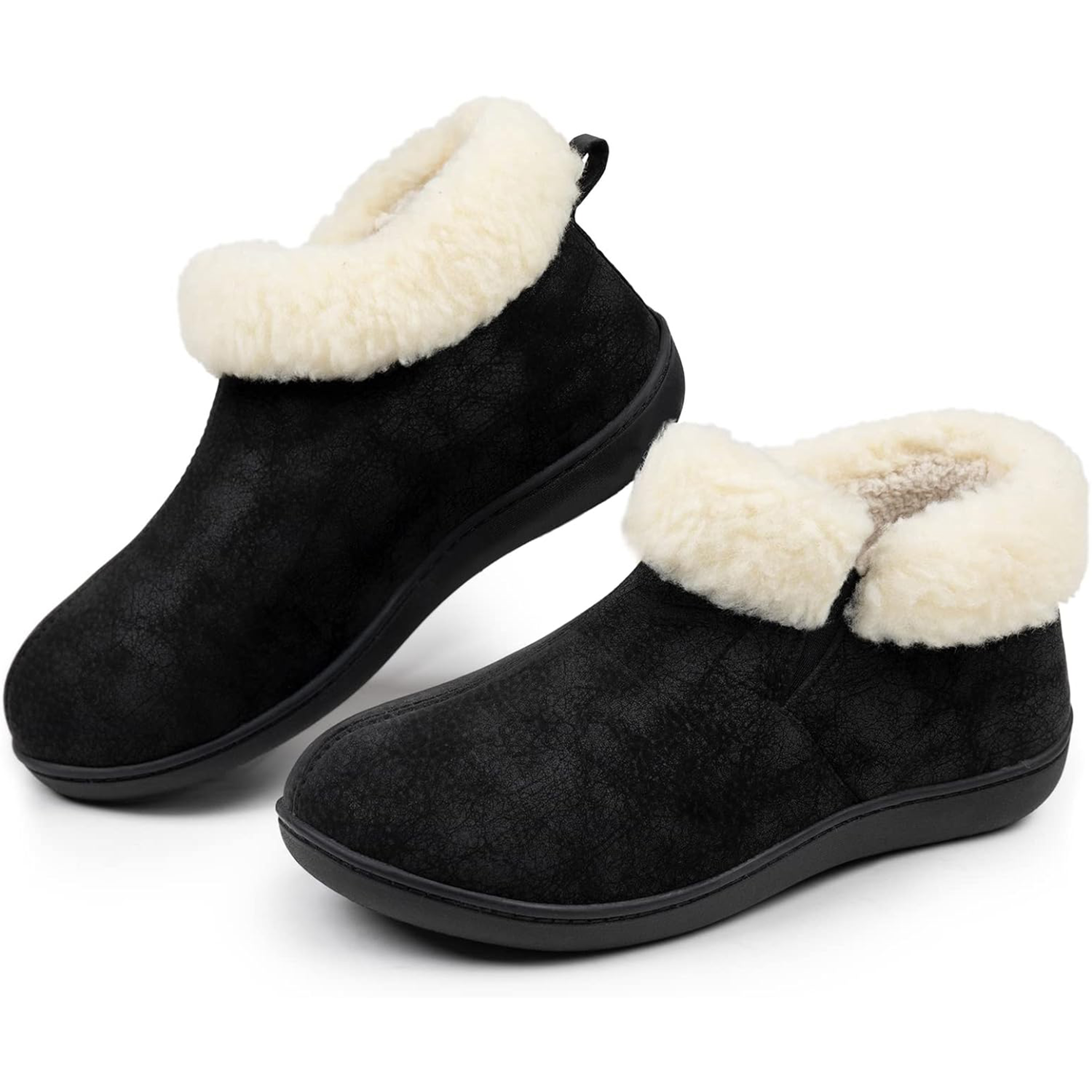 RockDove Women's Plush Faux Fur Collar Bootie Slipper