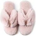 thumbnail image 1 of RockDove Women's Rhinestone Faux Fur Flip Flop House Slipper with Memory Foam, 1 of 6