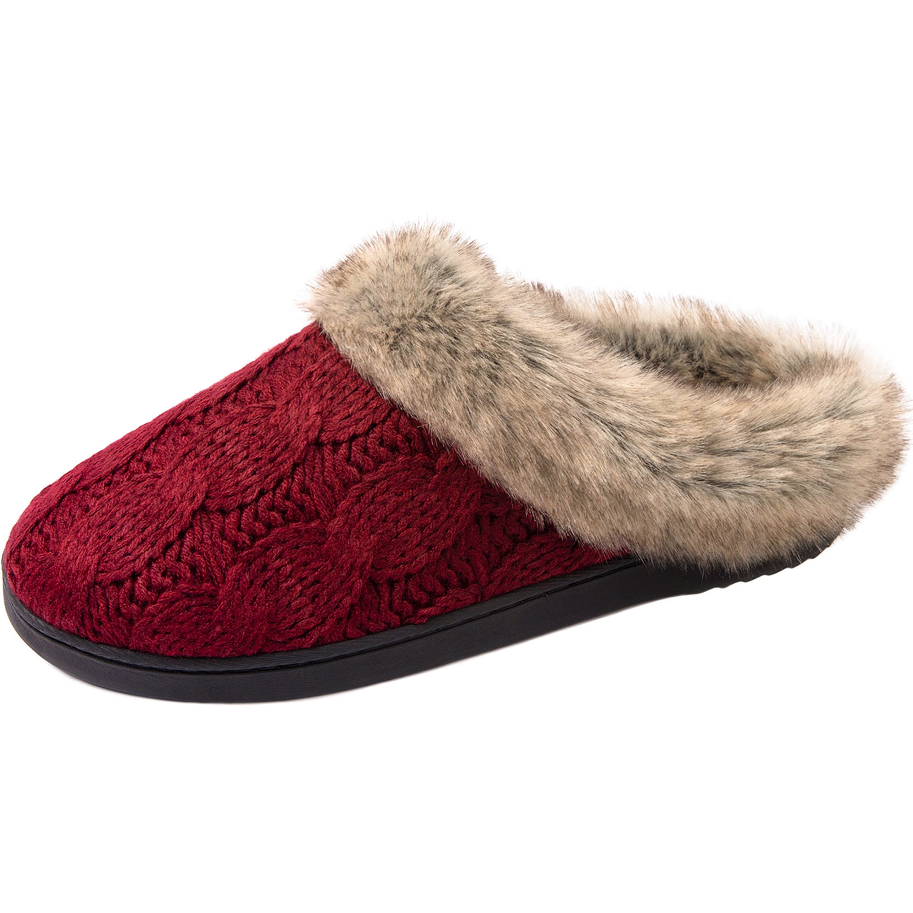RockDove Pantoufles mocassins doublés en fausse fourrure en micro daim pour femme, noir foncé, 41 EU