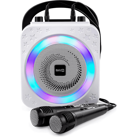 RockJam 10-Watt Rechargeable Bluetooth Karaoke Machine System with Two Microphones