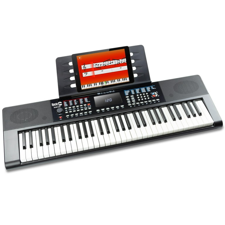 RockJam 461LED 61 Key Keyboard Piano with Keynote Stickers Lessons