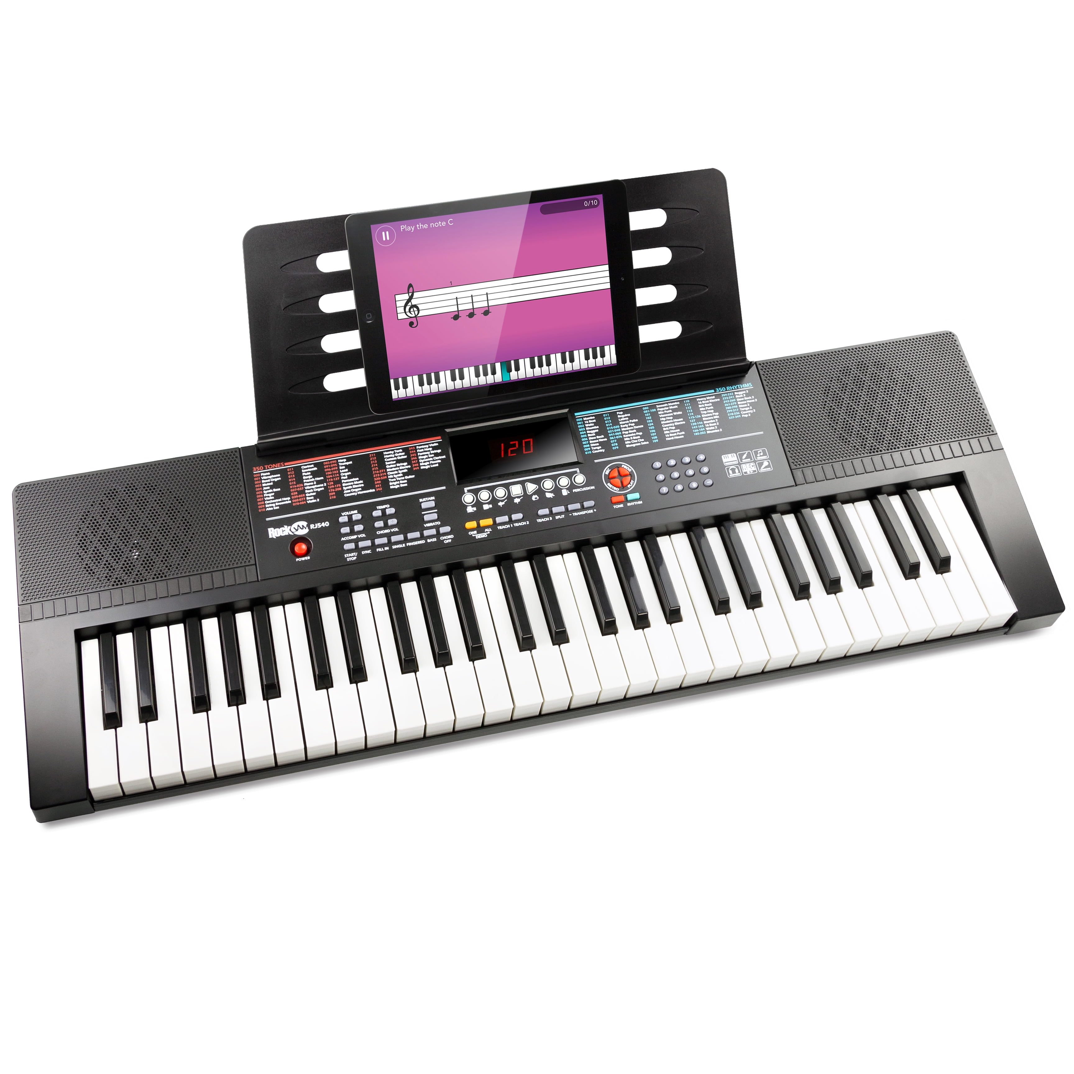 RockJam 61-Key Black Keyboard Piano with Sheet Music Rest, Piano