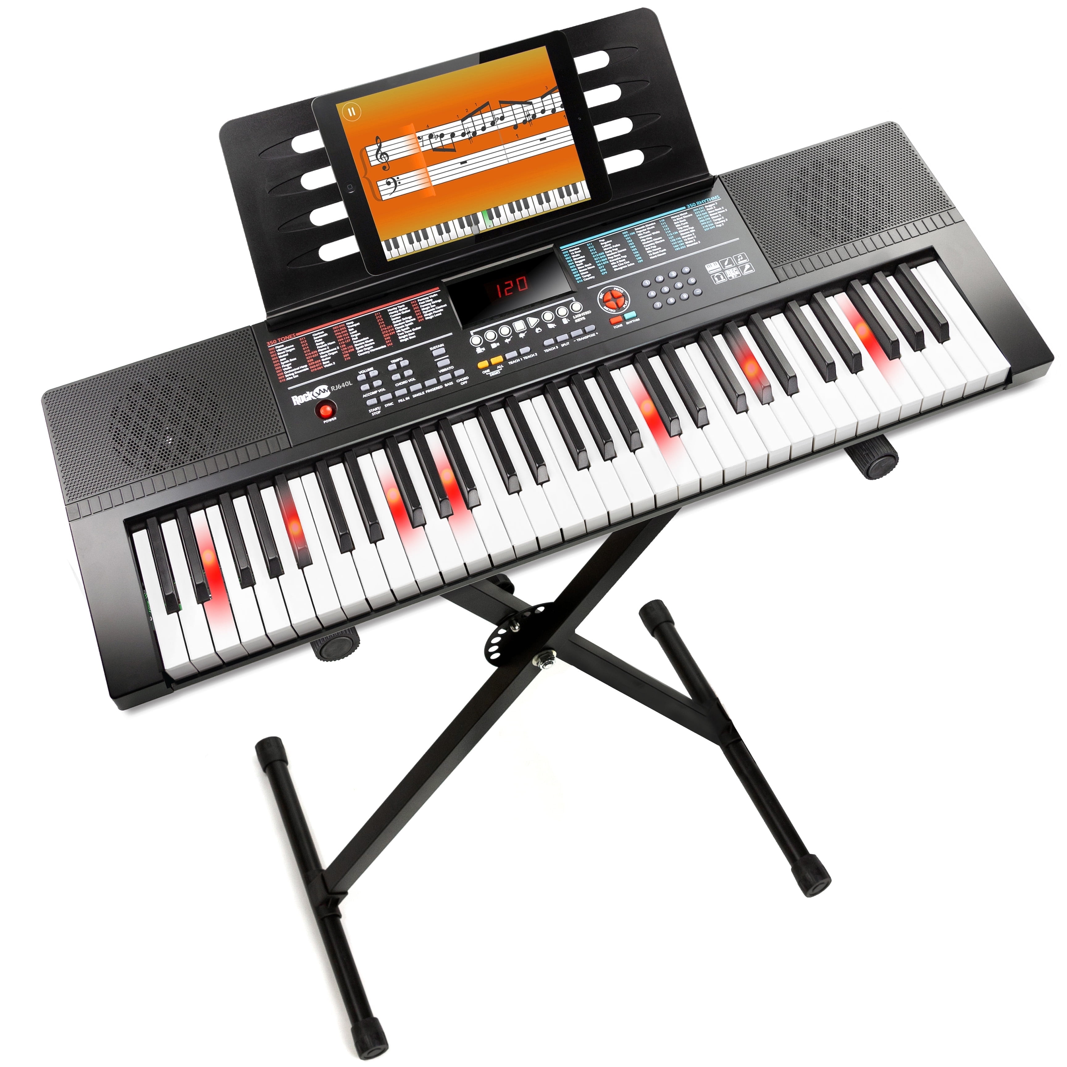 RockJam 61 Key Light up Keyboard Electronic Digital Piano Kit with