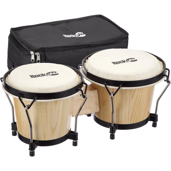 RockJam 7" and 8" Bongo Drum Set with Padded Bag and Tuning Key