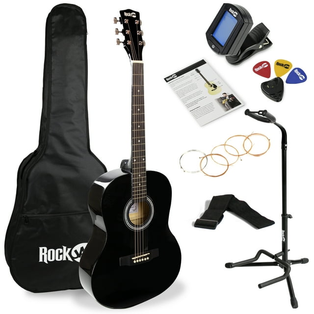 RockJam Acoustic Guitar Kit with Tuner, Bag, Stand, Strap & Lessons