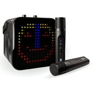 جهاز كاريوكي RockJam Pixel مزود بميكروفونين لاسلكيين وجهاز كاريوكي بلوتوث للأطفال والكبار مع شاشة LED وقاعدة شحن الميكروفون