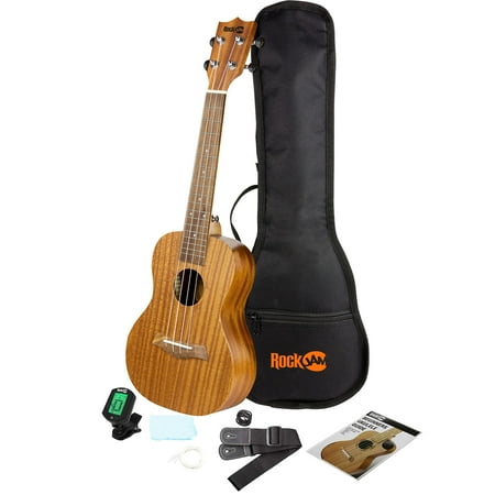 RockJam Premium Soprano Ukulele Kit with Tuner, Gig Bag, Strap, Picks & Spare Strings