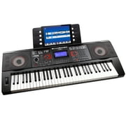 لوحة مفاتيح بيانو رقمية إلكترونية قابلة لإعادة الشحن من RockJam مكونة من 61 مفتاحًا مع MIDI