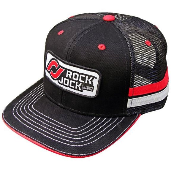 RockJock RJ-715000-3 Mesh Back Hat, Black with Red & Gray