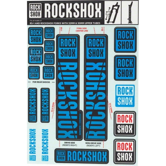RockShox Decal Kit, 30/32mm, Blue Color Matching Kit