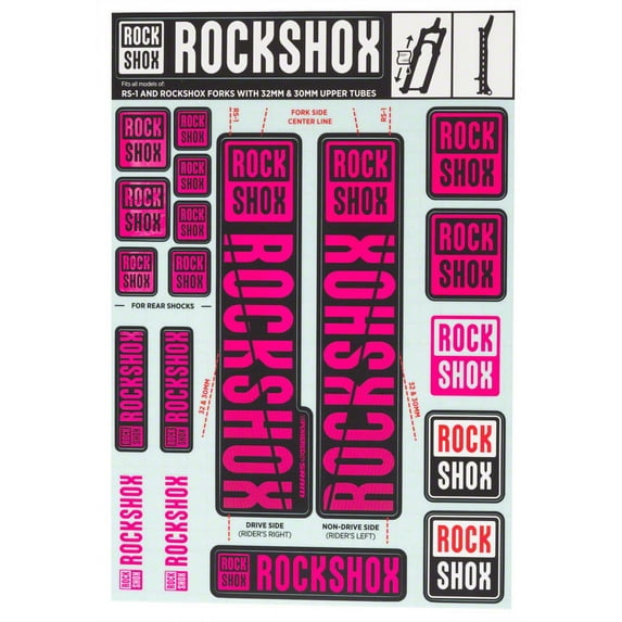RockShox Decal Kit, 30/32mm, Magenta Color Matching Kit