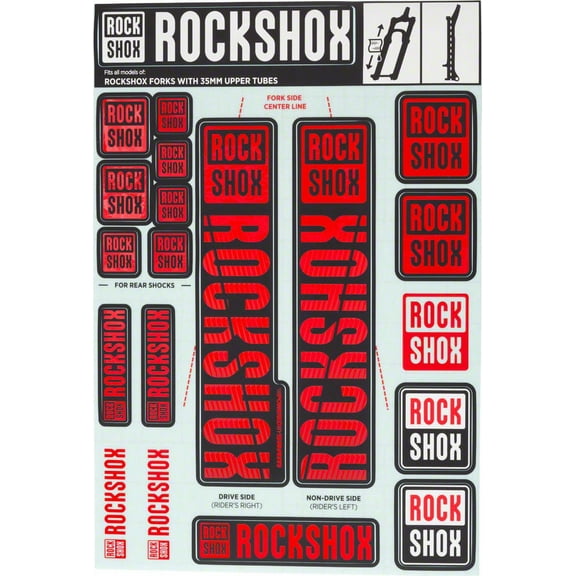 RockShox Decal Kit, 35mm, Red Color Matching Kit