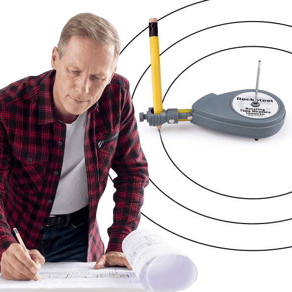 RockSteel Rotating Tape Measure & Circle Drawing Tool, Beam Compass Alternative for Woodworking, Drafting, & Large Arcs