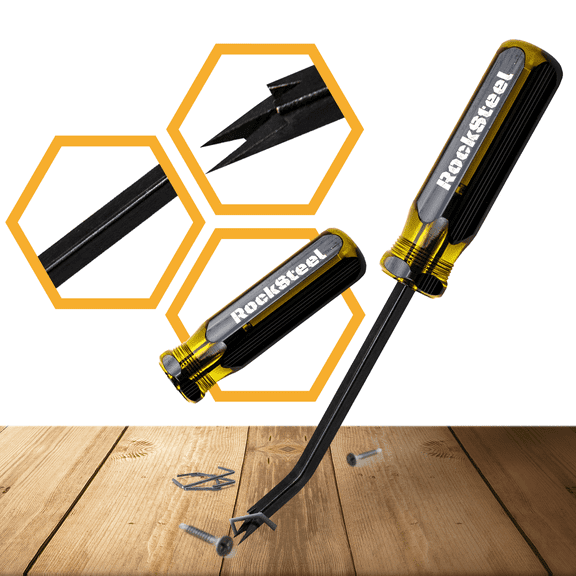 RockSteel Upholstery Staple Remover Tool - Tack and Nail Puller for Furniture, Carpet & Wood, Ergonomic Handle Staple Puller for Upholstery Projects