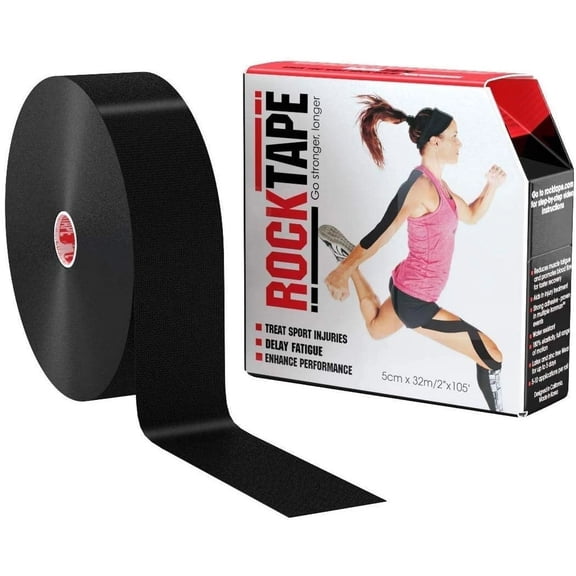 RockTape Standard Recovery Kinesiology Tape, 2" x 105" Bulk Roll, Black
