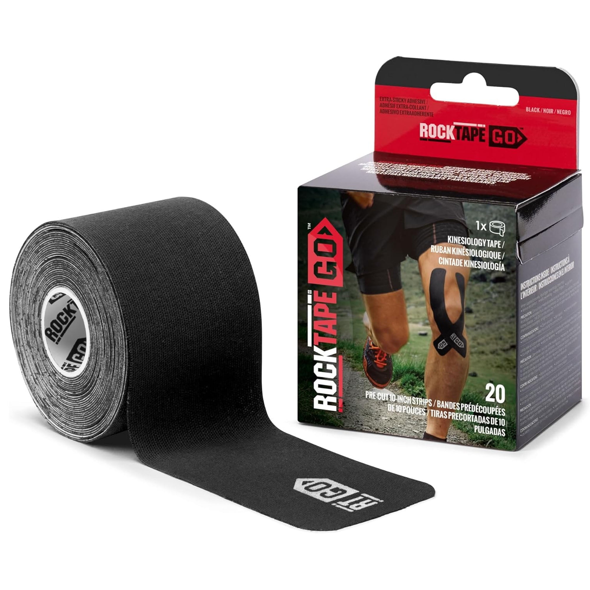 RockTape Go Extra-Sticky Adhesive Pre-Cut Kinesiology Tape