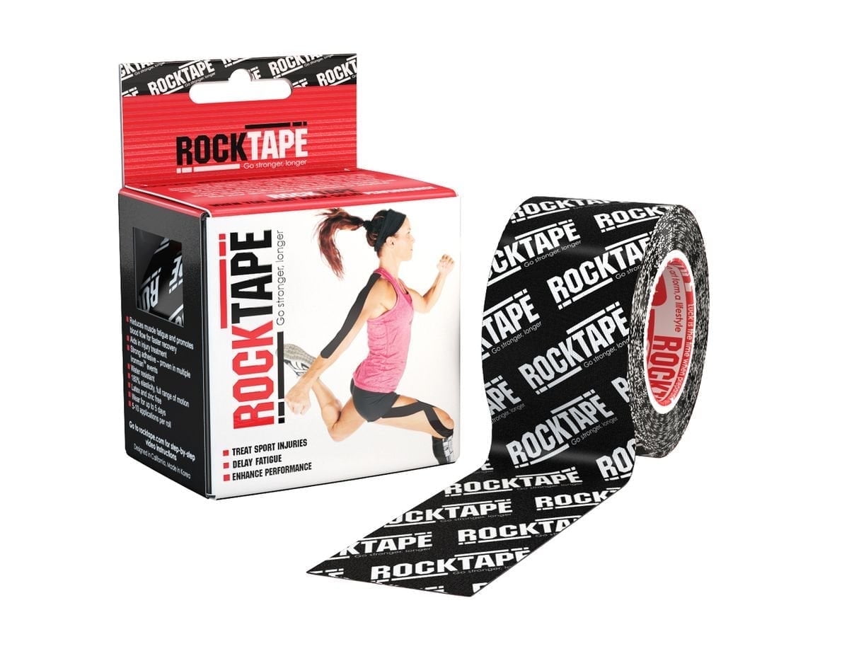 RockTape Kinesiology Tape, Black Logo, 2"x16.4', 1 Pack