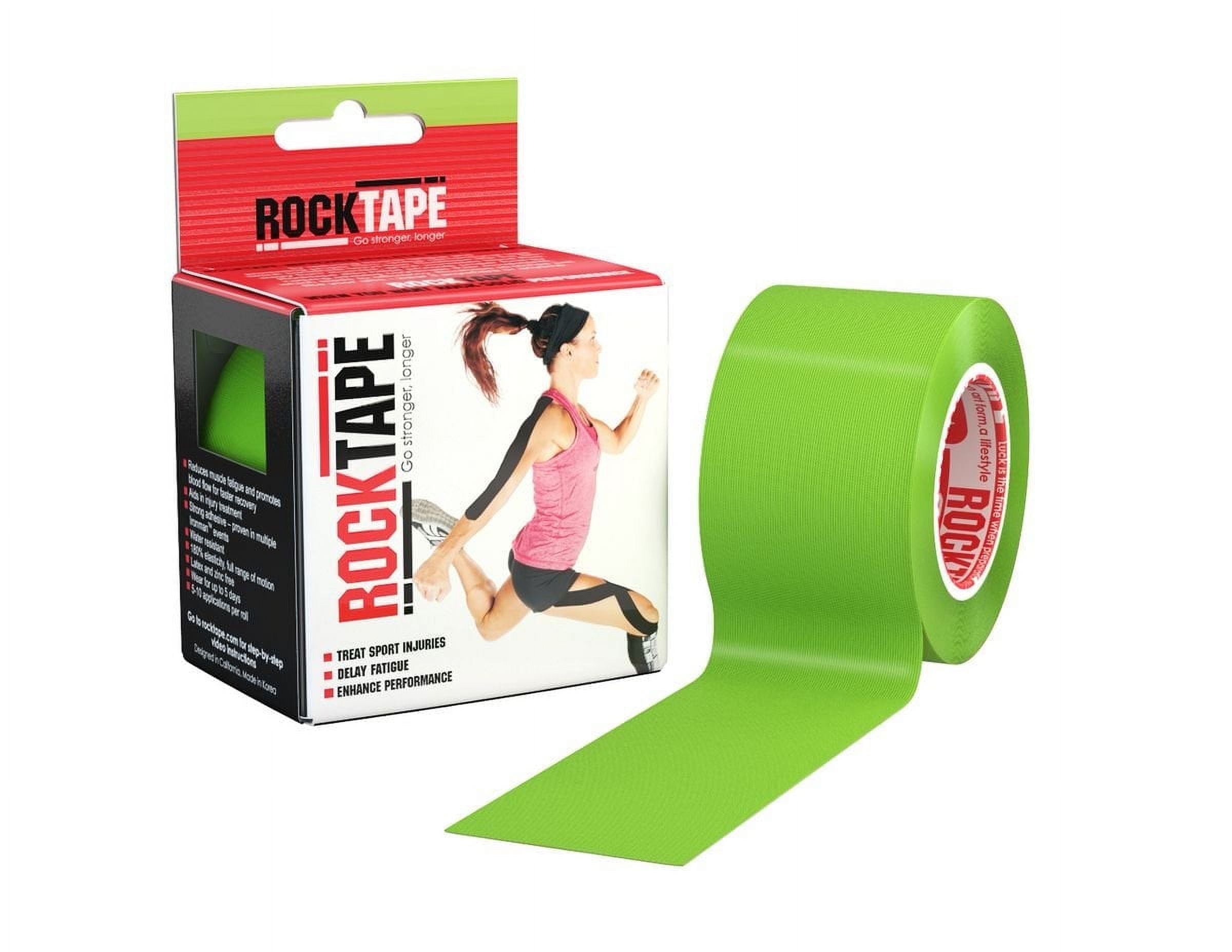 RockTape Kinesiology Tape, Lime Green, 2"x16.4', 1 Pack