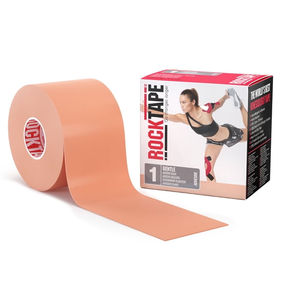 RockTape RX Sensitive-Skin 2-Inch Kinesiology Tape, 16.4-Foot Continuous Roll, Beige