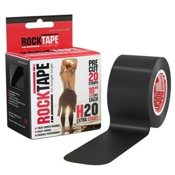 RockTape H20 Extra Sticky Recovery Kinesiology Tape, 2" x 105" Bulk Roll, Black