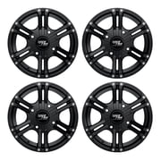 RockTrix RT101 4pc 14in ATV Wheels 4x110 Rims, 14x7, 5+2 Offset, For ATV UTV with IRS Independent Rear Suspension, Compatible with Honda Kawasaki Yamaha Suzuki 4/110 Set of 4