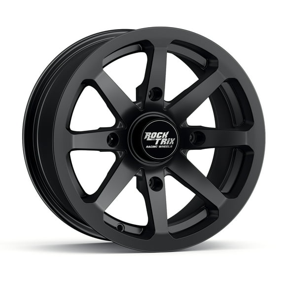 RockTrix RT102 14in ATV Wheel Rim 14x7 Matte Black 4x137, 5+2 Offset, Compatible with Bombardier Outlander CanAm Can-Am Can Am Commander Maverick Renegade Kawasaki 4/137