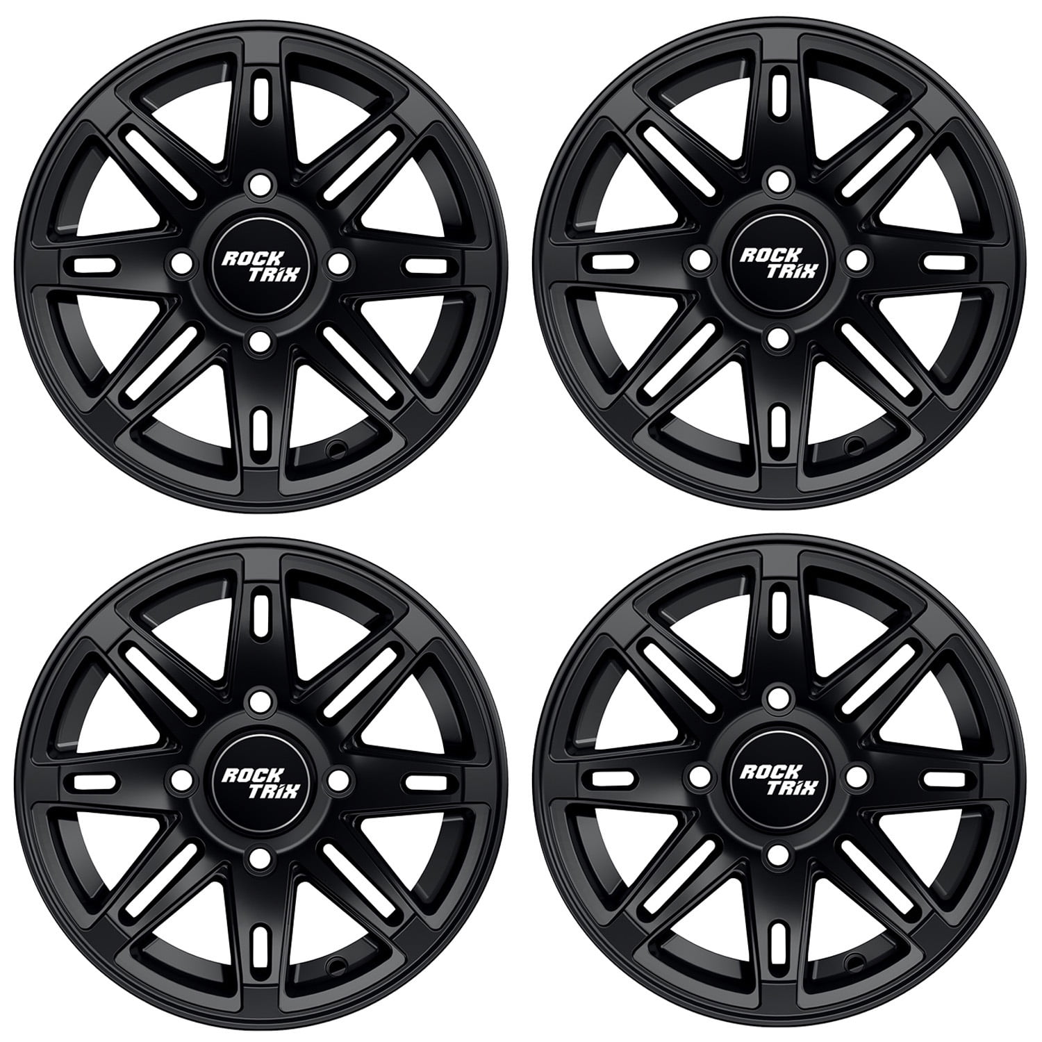 RockTrix RT103 4pc 12in ATV Wheels 4x110 Rims, 12x7, 5+2 Offset, For ...