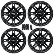 RockTrix RT103 4pc 12in ATV Wheels 4x110 Rims 12x7, 5+2 Offset, Includes 10x1.25 Lug Nuts - Compatible with IRS Honda Kawasaki Yamaha Rubicon Rincon Brute Force Kodiak Grizzly Rhino 4/110 Set of 4