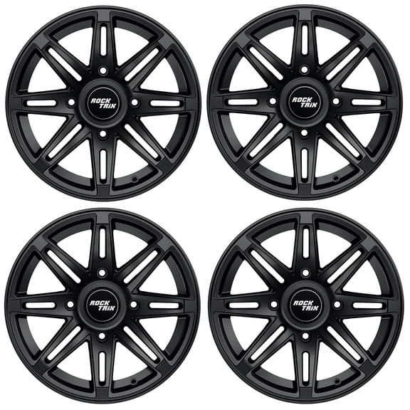 RockTrix RT103 4pc 14in ATV Wheels 4x110 Rims, 14x7, 5+2 Offset, For ATV UTV with IRS (Independent Rear Suspension), Compatible with Honda Kawasaki Yamaha Suzuki 4/110 (Set of 4)