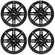 RockTrix RT103 4pc 14in ATV Wheels 4x110 Rims, 14x7, 5+2 Offset, For ATV UTV with IRS Independent Rear Suspension, Compatible with Honda Kawasaki Yamaha Suzuki 4/110 Set of 4
