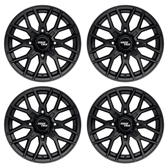 RockTrix RT104 14in ATV Wheels Rims 14x7 Matte Black, 4x156 Bolt Pattern, 4+3 offset, Compatible with Polaris Sportsman RZR Ranger - 4/156 (Set of 4)