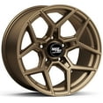 thumbnail image 1 of RockTrix RT105 17 inch Wheel Compatible with Jeep Wrangler JK JL 17x9 5x5 Wheels (-12mm Offset, 4.5in Backspace) 5x5 PCD, 71.5mm Bore, Bronze Wheels, Also fits Gladiator JT Rims, 1 of 8