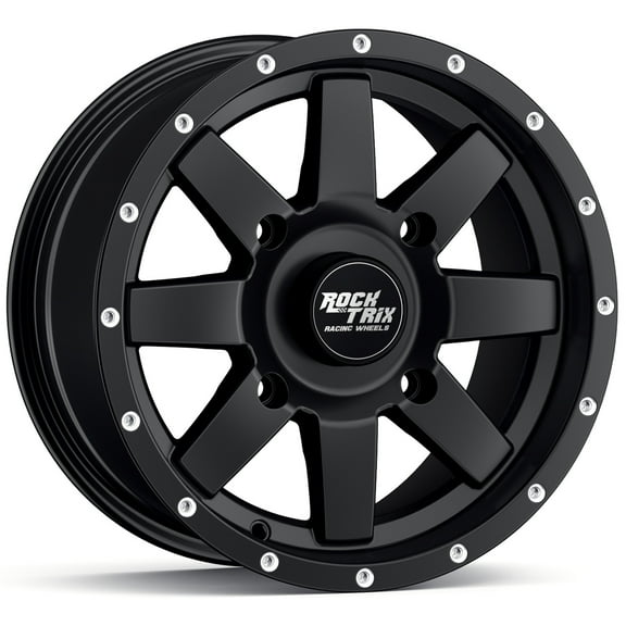 RockTrix RT106 14in ATV Wheel Rim 14x7 Matte Black, 4x156 Bolt Pattern, 4+3 offset, Compatible with Polaris Sportsman RZR Ranger (4/156)