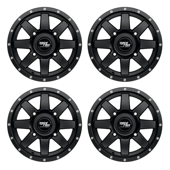 RockTrix RT106 4pc 14in ATV Wheels 4x110 Rims, 14x7, 5+2 Offset, For ATV UTV with IRS (Independent Rear Suspension), Compatible with Honda Kawasaki Yamaha Suzuki 4/110 (Set of 4)