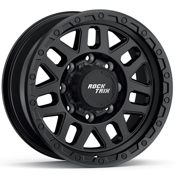 RockTrix RT110 17x8.5 inch Off-Road Wheels Compatible with 1994-2013 Ram 2500 3500 and For Silverado 2500 HD 3500 HD (1999-2010), 8x165.1 8x6.5 Bolt Pattern 0mm Offset, Black Rims