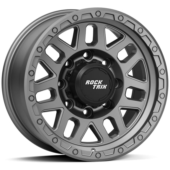 RockTrix RT110 17x8.5 inch Off-Road Wheels Compatible with 1994-2013 Ram 2500 3500 and For Silverado 2500 HD 3500 HD (1999-2010), 8x165.1 8x6.5 Bolt Pattern 0mm Offset, Gunmetal Rims
