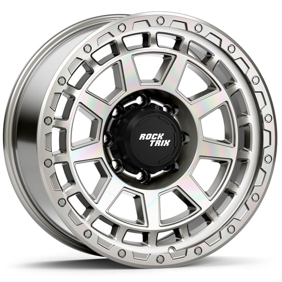 RockTrix RT110 20 inch Wheel 8x170 Compatible with Ford 1999+ F250 F350, 20x9 (-12 Offset, 4.5 Backspace), Silver, Also fits 2000-2005 Excursion F-250 F-350 Super Duty