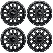 RockTrix RT111 12x7 ATV Wheels 4x110 Matte Black 5+2 Offset, 12 Inch Rims for IRS Compatible with Honda Foreman Rancher, Fits Yamaha Grizzly Kodiak Rhino Wolverine Viking, Also Fits Suzuki King Quad