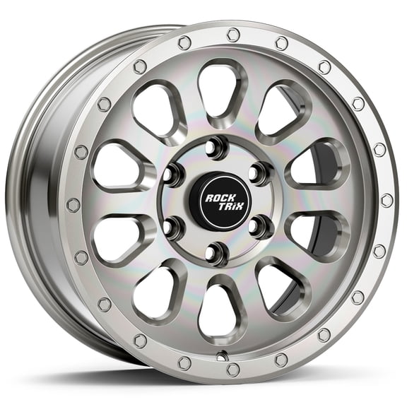 RockTrix RT111 17 Inch Rim Automotive Wheel Compatible with 2001-2026 Toyota Tacoma, 2002-2026 4Runner, FJ Cruiser, 17x8.5 6x5.5 Wheel, +25mm offset, 5.73 Inch Backspacing, 6x139.7 6Lug Rim, Silver
