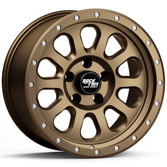 RockTrix RT111 17 Inch Wheel Compatible with Jeep Wrangler JK JL, Commander, Grand Cherokee, Gladiator JT Rims, 5x5" 5x127 PCD, 17x9 +12mm Offset, 5.5" Backspace, 71.5mm Bore, Matte Bronze