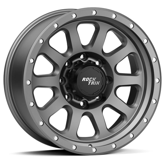 RockTrix RT111 18 inch Wheel 8x180 Compatible with Chevrolet Silverado 2500HD 3500HD, 18x9 (-12 Offset, 4.5 Backspace), Gunmetal, Also fits GMC Sierra 2500HD 3500 HD