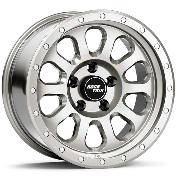 RockTrix RT111 18x9 Off-Road Wheels compatible with Toyota Tundra 2007-2021, Machined Silver 5x150 Rims -12mm Offset for 33-35 Inch Tire Clearance, Fits Sequoia, Land Cruiser, And Fits Lexus LX570