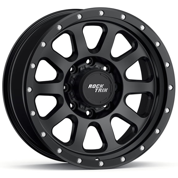 RockTrix RT111 20 inch Wheel 8x170 Compatible with Ford 1999+ F250 F350, 20x9 (-12 Offset, 4.5 Backspace), Black, Also fits 2000-2005 Excursion F-250 F-350 Super Duty