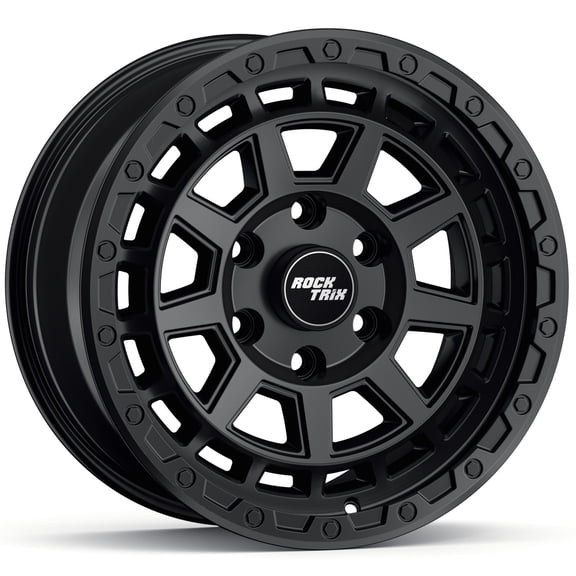 RockTrix RT114 17 inch Wheel for 2004-2026 Ford F150, 17x8.5 6x135 Rims, 0mm Offset, 4.75in Backspacing, Matte Black, 2200 lb Weight Rating, Also compatible with Bronco Raptor