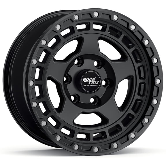 RockTrix RT115 17 inch Wheel for 2004-2026 Ford F150, 17x9 6x135 Rims -12mm Offset, 4.5in Backspacing, Matte Black, 2200 lb Weight Rating, Also compatible with Bronco Raptor