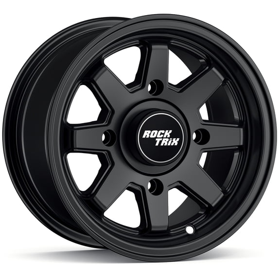 RockTrix RT116 12in ATV Wheel Rim 12x7 Matte Black 4x137, 5+2 Offset, Compatible with Bombardier Outlander CanAm Can-Am Can Am Commander Maverick Renegade Kawasaki 4/137